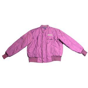 Vtg Hoosier Racing Tire Purple Bomber Jacket Quilted Lining Mens Sz L 80s Style